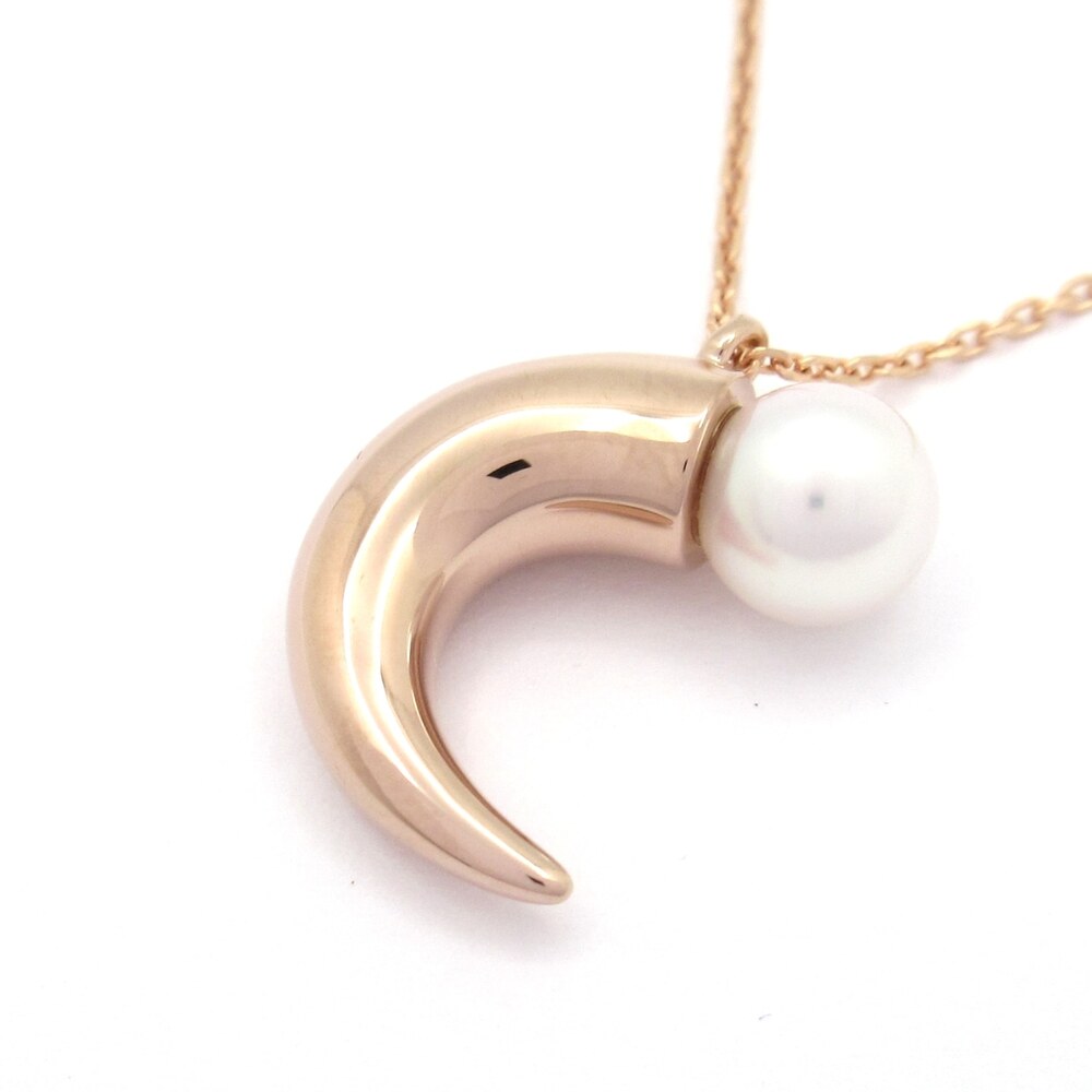 Tasaki Danger Horn Necklace 18K SG (Sakura Gold) Akoya Pearl